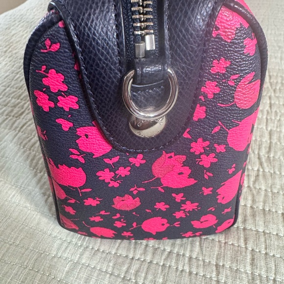 EUC-COACH Floral Mini Bennet Satchel Coated Cavas F55466 Handbag Pink Navy - Picture 7 of 16